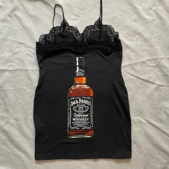 Conner Ives Lace trimmed black printed cotton jersey mini dress size medium - Picture 2 of 12